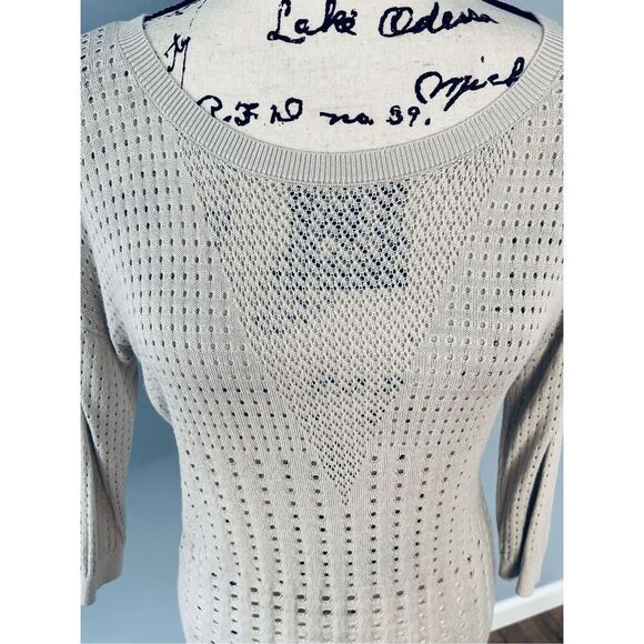 Express Women's Small Knit Taupe Cream Color Pullover Scoop Neck Sweater - Picture 4 of 8